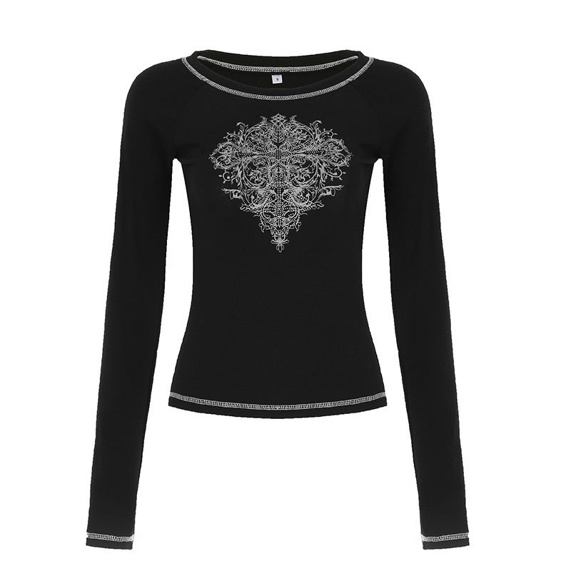 Ladies Dark Style Long Sleeved Top