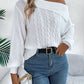 Lapel Off-the-shoulder Twist Long Sleeve Pullover