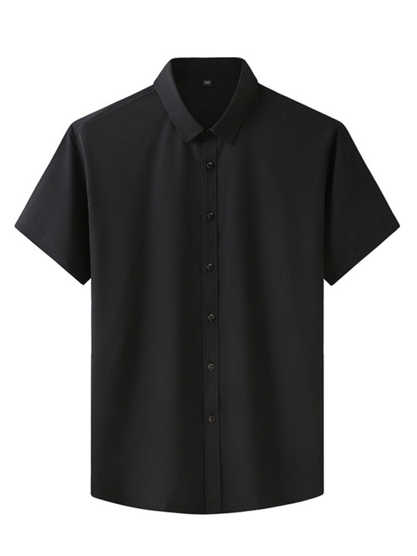 New Plus Size Men's Stretch Thin Short Sleeve Shirt