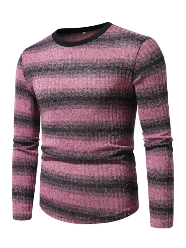 Round neck gradient long sleeve men's shirt