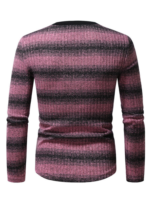 Round neck gradient long sleeve men's shirt