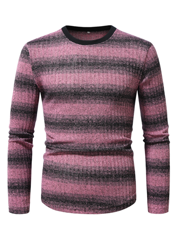 Round neck gradient long sleeve men's shirt