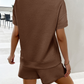 Summer Solid Color Knitted Crew Neck Top and Shorts Casual Two-piece Set