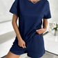 Summer Solid Color Knitted Crew Neck Top and Shorts Casual Two-piece Set