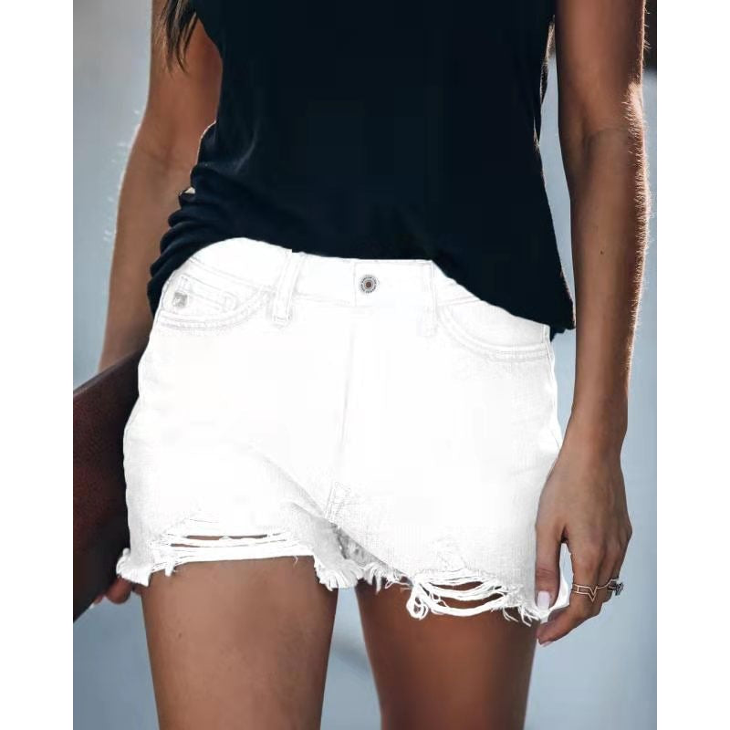 Ripped Fringed Sexy Jeans Shorts