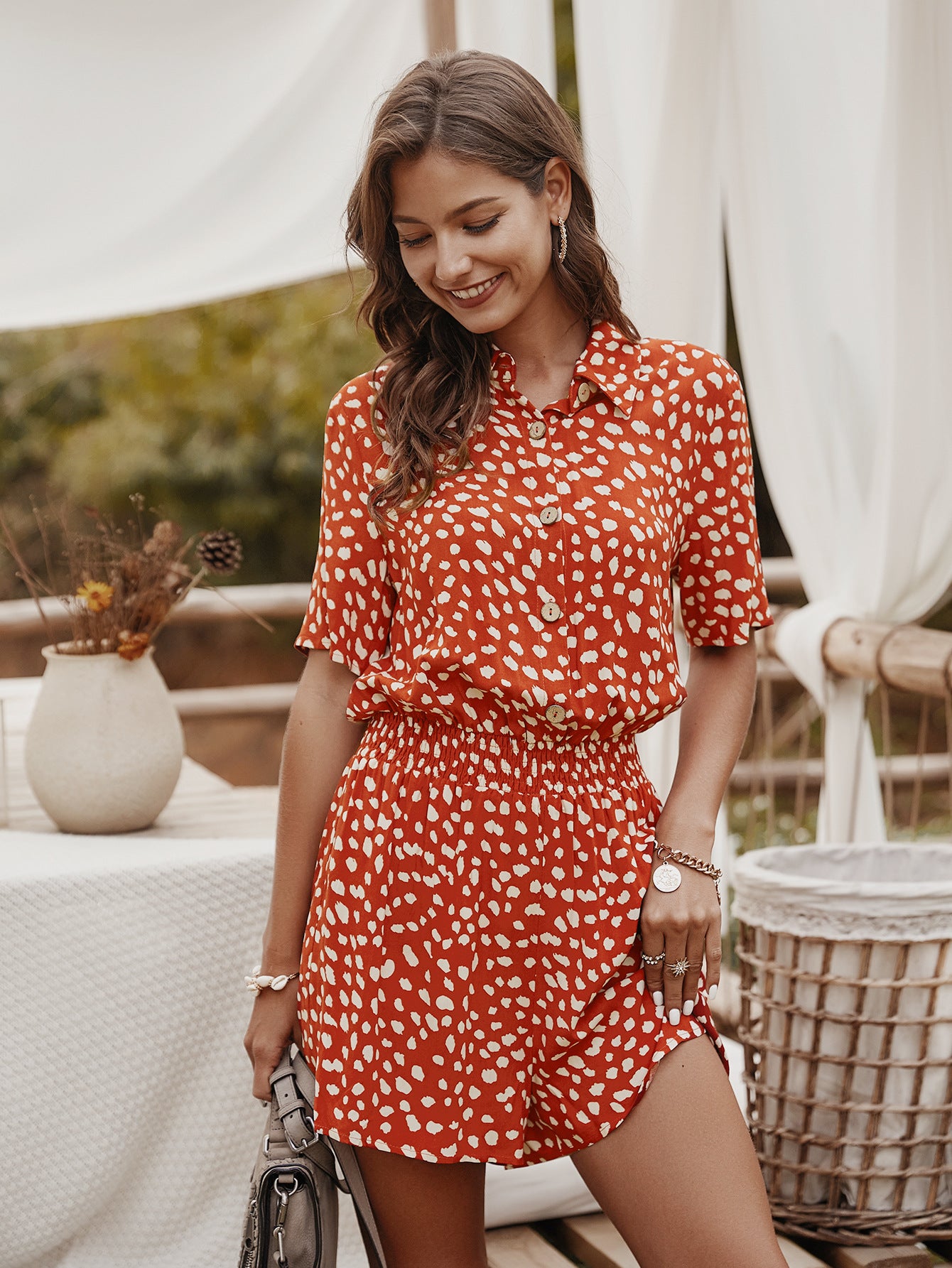 Small floral shirt jumpsuit