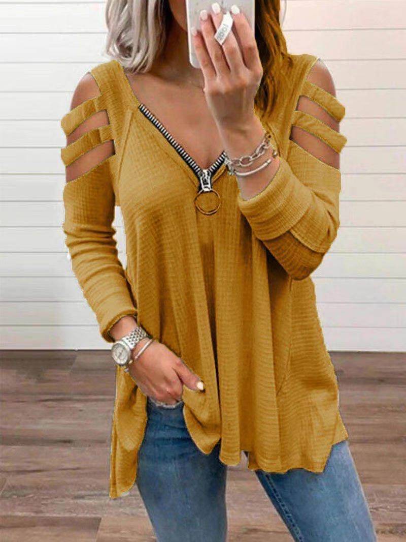 New Style In Spring And Summer V Neck Shirtsleeves With Strapless Zipper