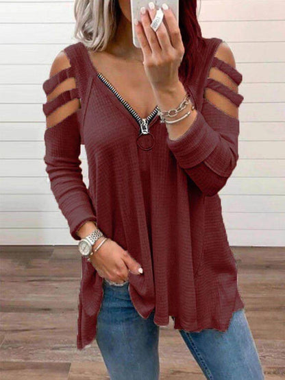 New Style In Spring And Summer V Neck Shirtsleeves With Strapless Zipper