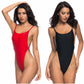 One-piece Swimsuit Feminine Cover Belly Open Back Solid Color Bikini