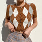 Breasted Woolen Short-Sleeved T-Shirt Women's Crop Top