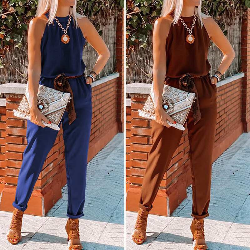 Women's New Style Printed Suspender Jumpsuit