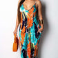 Spring Summer Hot Sale Dress Color Totem Printed Sleeveless Vest Long Skirt