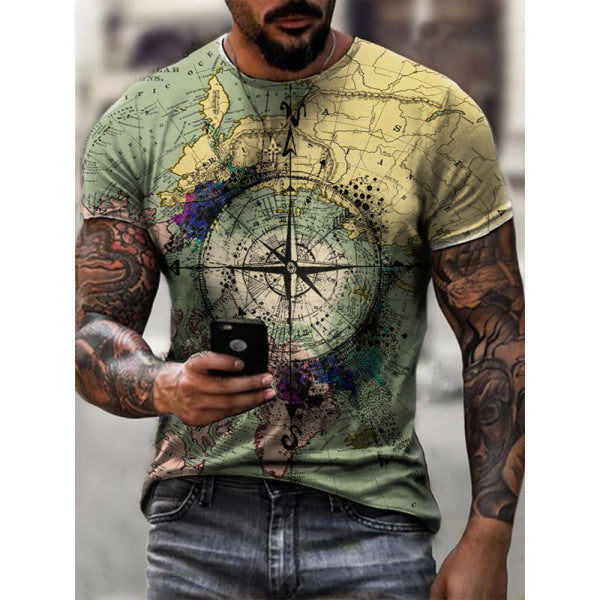 New Map Anchor Print Short-Sleeved T-Shirt Multicolor