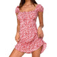 New Hot Women Boho Polka Dot Printed Sexy Bow Bodycon Dress Summer Holiday Sundress Beachwear Mini Dress
