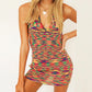 New Beach Vacation Sexy Bag Hip Open Back Deep V Sling Knitted Sweater Dress
