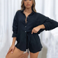 Single-breasted Cardigan Loose Top High Waist Shorts Two-Piece Set