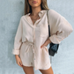 Single-breasted Cardigan Loose Top High Waist Shorts Two-Piece Set