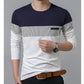 Men's Fake Pocket Slim Vertical Stripes Color Blocking Long Sleeve Casual T-Shirt