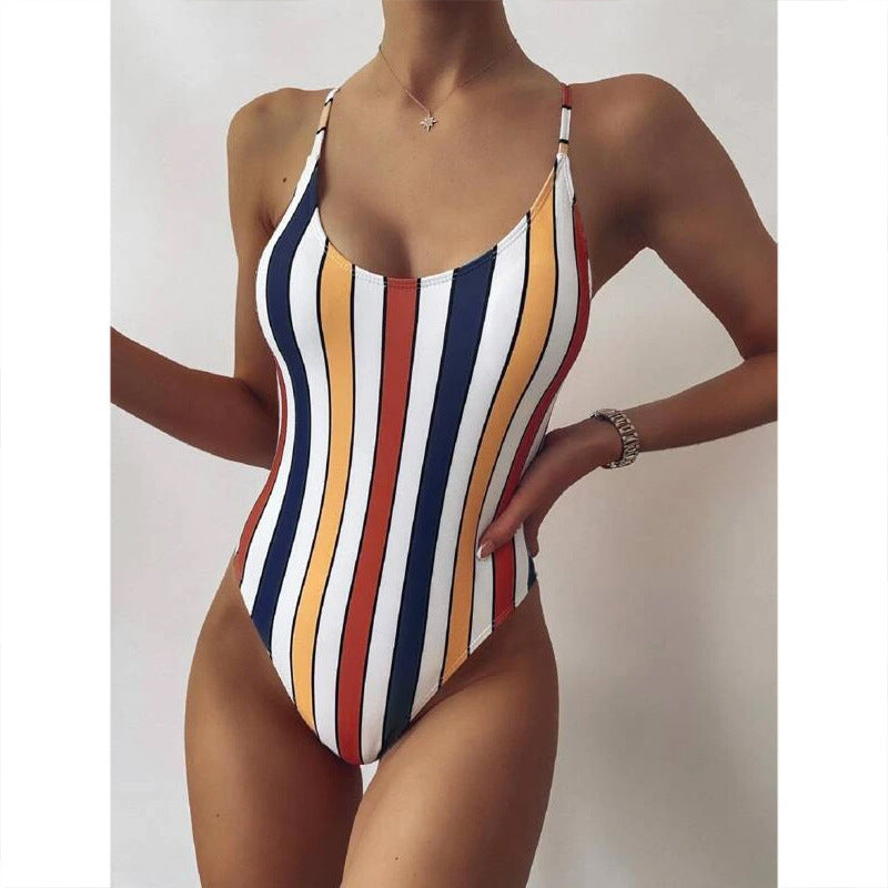Multicolor Striped One-piece Swimsuit