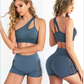 Yoga Clothing Suits Women 2021 New Beautiful Back Fitness Clothing Sports Bra Hips Peach Pants Hollow Shorts