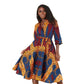 African Women's Long Sleeve Printed Shirt Dress