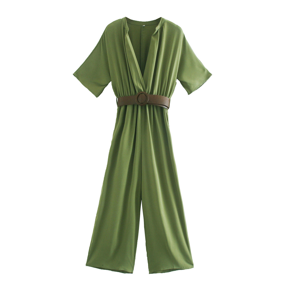 Stand-up collar belt accessory jumpsuit