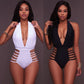 Solid color lace one-piece swimsuit