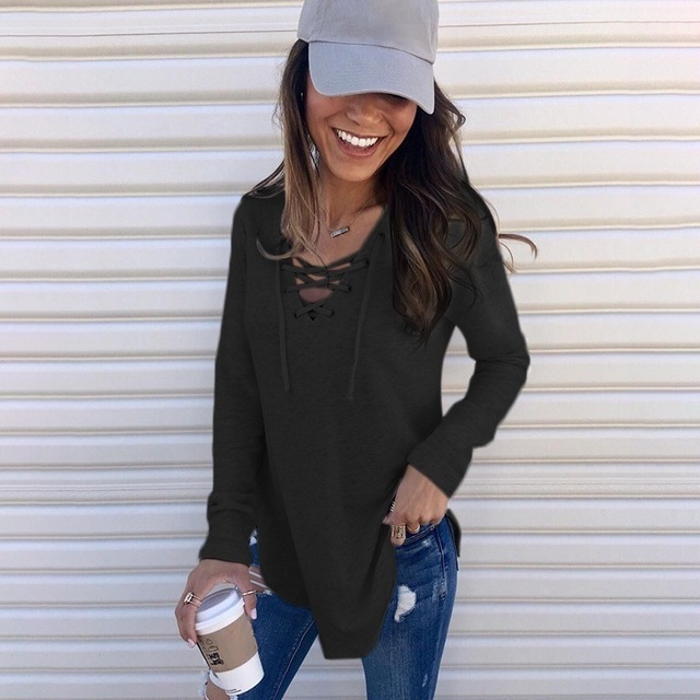 V Collar With Loose Top T-shirt