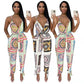 Women's Fashion Street Print Suspender Bodysuit