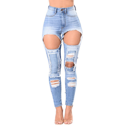 Jeans ripped explosions women's trousers