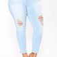 Elastic embroidered denim ladies feet pants jeans