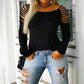 Explosive Women's Solid Color Leaky Shoulder Lace Casual Top
