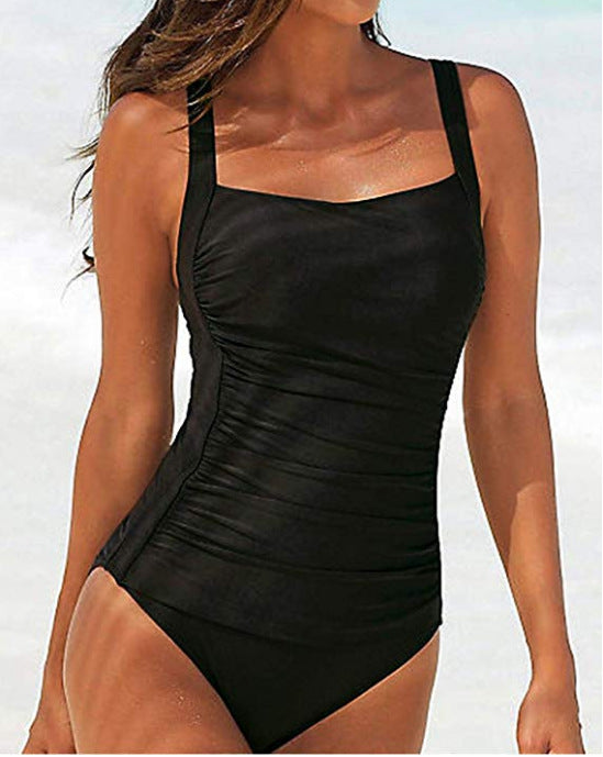 Women's swimwear with solid shoulder straps