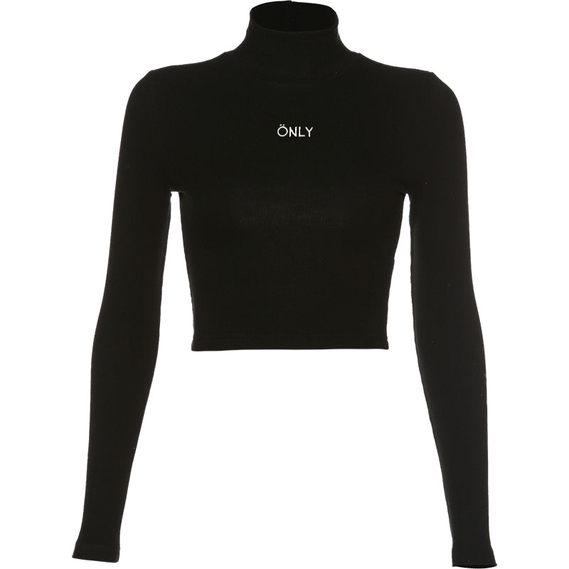 Black slim high collar bottom unlined upper garment female