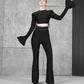 Tight Bandage Suit Women's Long Sleeved Top Flared Pants Two Piece Women