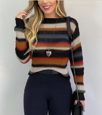 Casual round neck pullover sweater