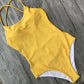 Backless Bikini Yellow Multi Rope Brazilian One Piece Swimwear
