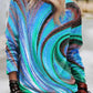 Women's Colorful Abstract 3D Digital Print Crew Neck Long Sleeve Sweatshirt