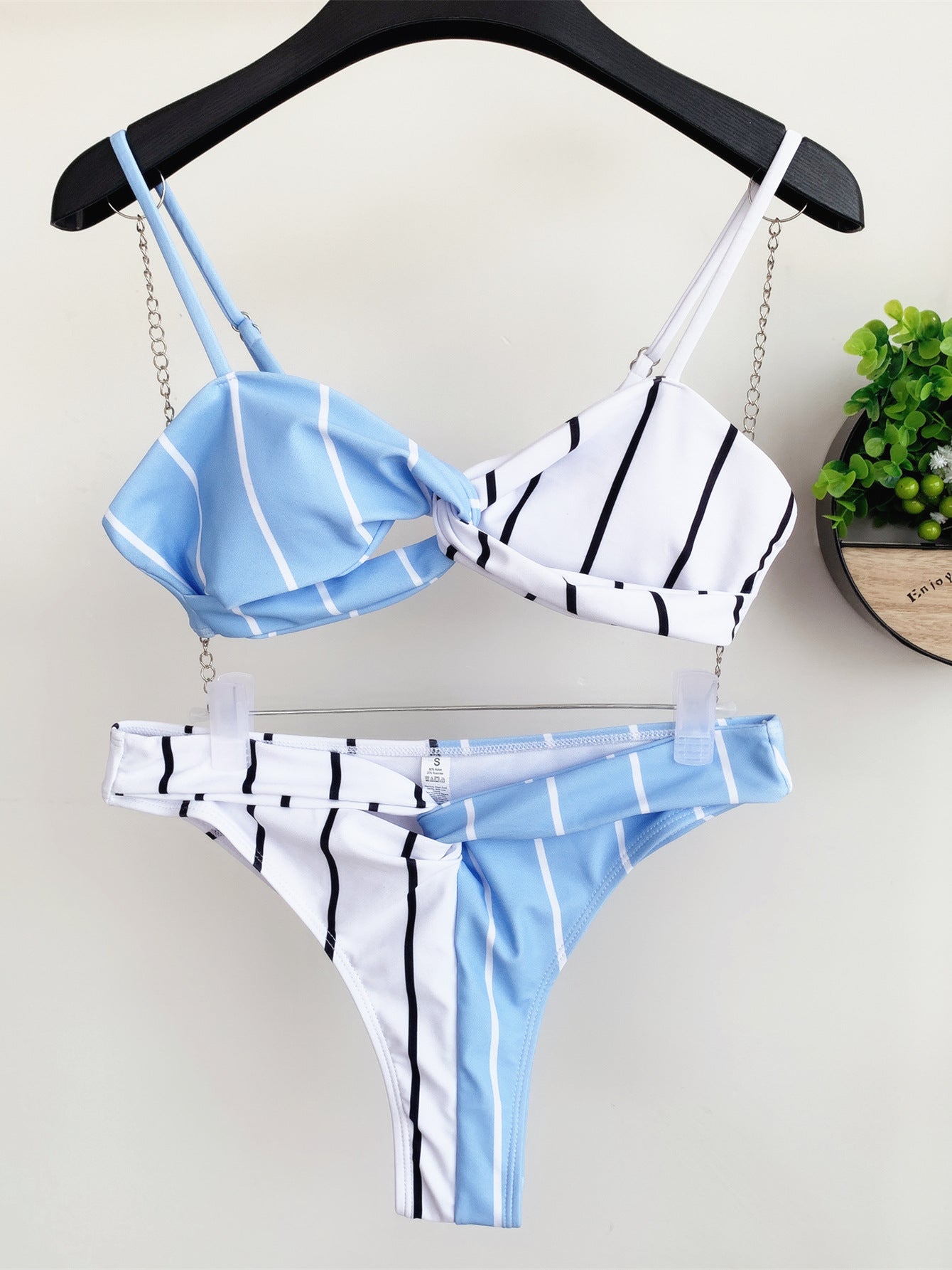 Printed bikini stripe swimsuit