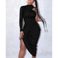 One-Shoulder Strap Pleated Tight-Fitting Dress Women