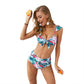Swimsuit women's high waist polka dot small sleeve split