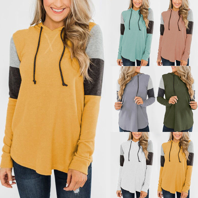 Top Loose Design Hoodie Long-sleeved Contrast Sweater