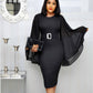 Black Elegant Party Dress Women 2019 Black Office Fashion Chiffon Flare Long Sleeve Sexy Bodycon Belt Ladies Autumn Midi Dresses