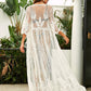 Transparent White Lace Tunic Beach Cover Up Plus Size Women