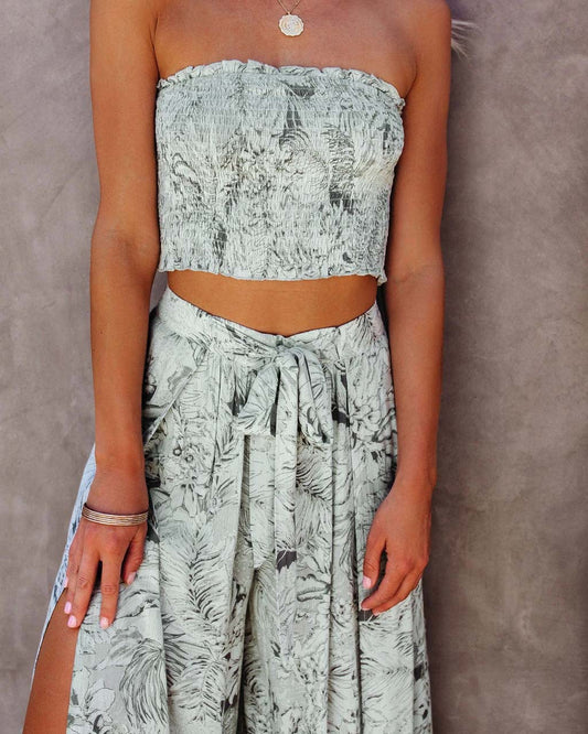 Two-piece Printed Vest Tube Top