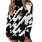 Women's Stitching Contrast Color Lapel Mid-length Sweater