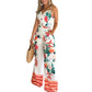 Slim-fit Straight-leg Positioning Printed Jumpsuit With Suspenders