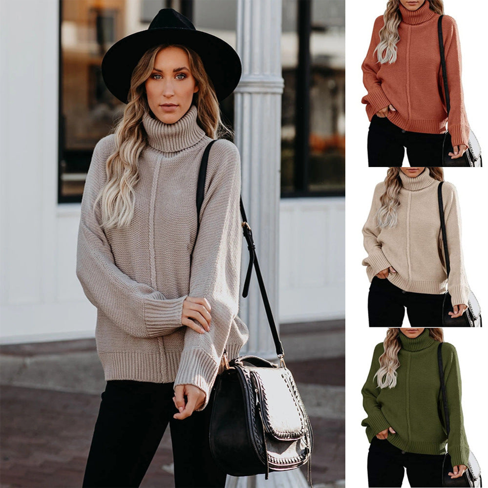 Turtleneck Loose OL Commuter Knit Sweater Plus Size Fashion Sweater Women
