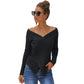 Women's Solid Color Slim V-neck Pullover