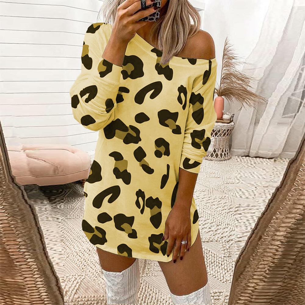 Sexy Dress With Fashion Print Long-sleeved Shirt